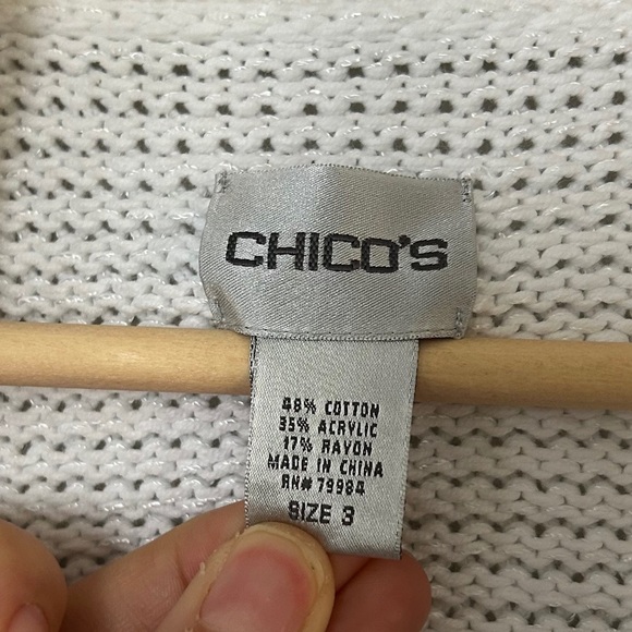 Chico’s White Chunky Cardigan Casual Comfy Neutral Winter XL - Picture 2 of 4